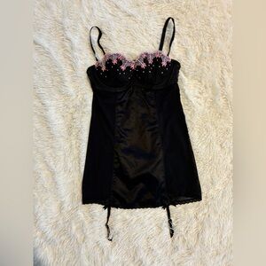 Victoria’s Secret Sexy Little Things Black Lace Bustier Slip – 34C